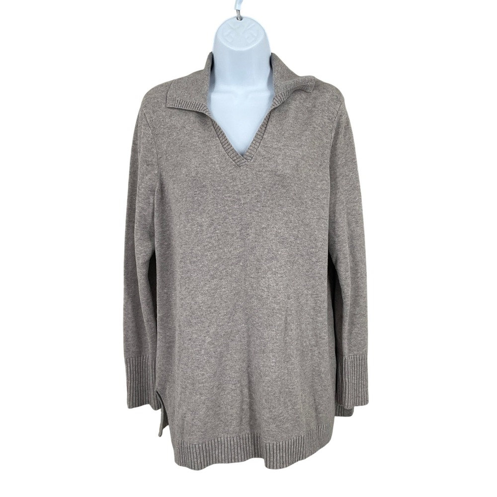 Pure Jill Tunic Sweater Womens Sz S Tan Cotton Breathable Neutral Minimalist
